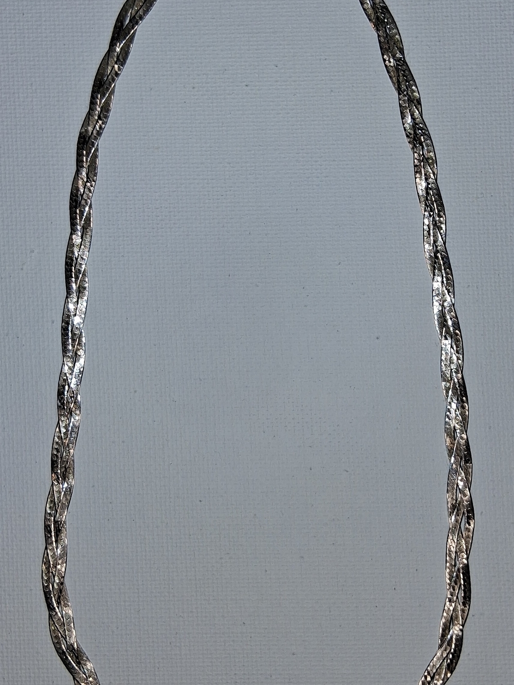 Vintage Italian 925 Sterling Silver Braided Herringbone Chain Choker